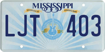 MS license plate LJT403