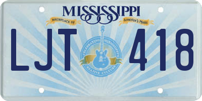 MS license plate LJT418