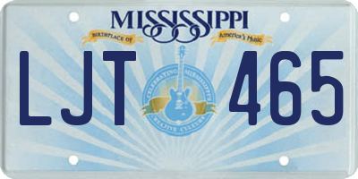 MS license plate LJT465
