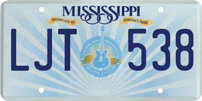 MS license plate LJT538