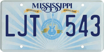 MS license plate LJT543