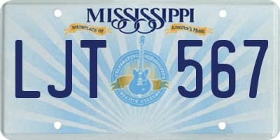 MS license plate LJT567