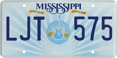 MS license plate LJT575