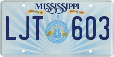 MS license plate LJT603