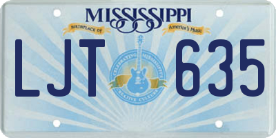 MS license plate LJT635
