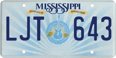 MS license plate LJT643