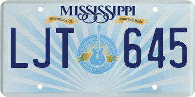 MS license plate LJT645