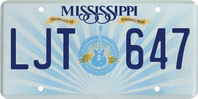 MS license plate LJT647