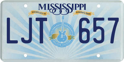 MS license plate LJT657