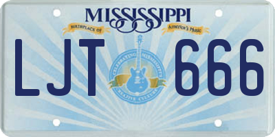 MS license plate LJT666