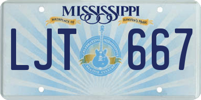 MS license plate LJT667
