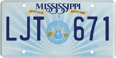 MS license plate LJT671
