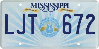 MS license plate LJT672