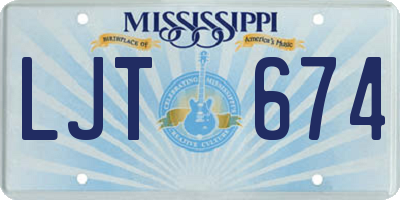 MS license plate LJT674