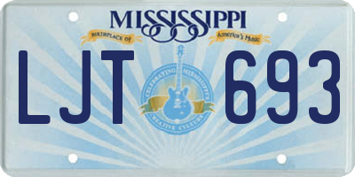 MS license plate LJT693