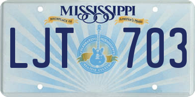 MS license plate LJT703