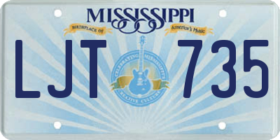 MS license plate LJT735