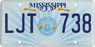 MS license plate LJT738