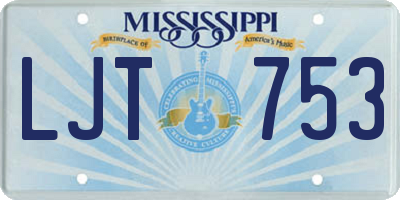 MS license plate LJT753
