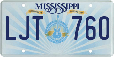 MS license plate LJT760
