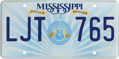 MS license plate LJT765