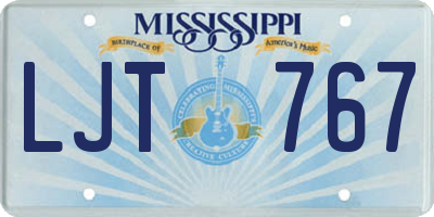 MS license plate LJT767