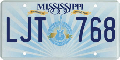 MS license plate LJT768