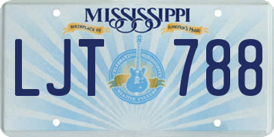 MS license plate LJT788