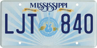 MS license plate LJT840