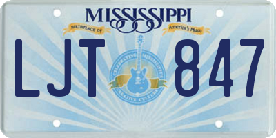 MS license plate LJT847
