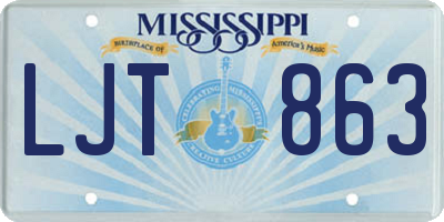 MS license plate LJT863