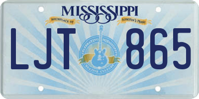 MS license plate LJT865