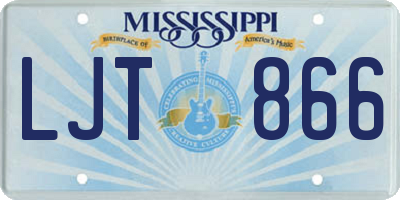MS license plate LJT866