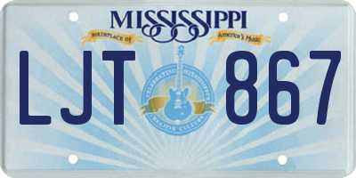 MS license plate LJT867