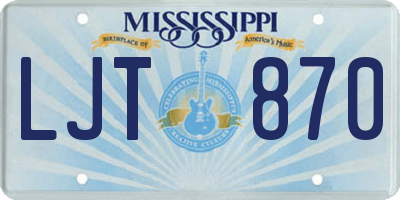 MS license plate LJT870