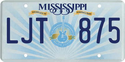 MS license plate LJT875