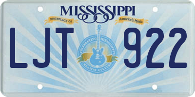 MS license plate LJT922