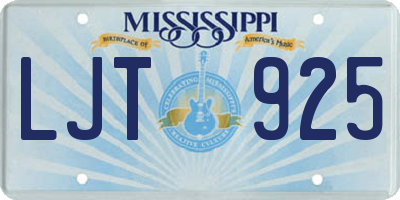 MS license plate LJT925