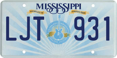 MS license plate LJT931