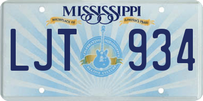MS license plate LJT934