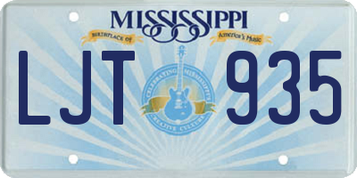 MS license plate LJT935