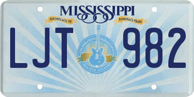 MS license plate LJT982