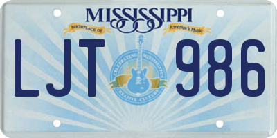 MS license plate LJT986