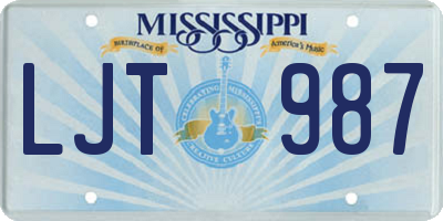 MS license plate LJT987