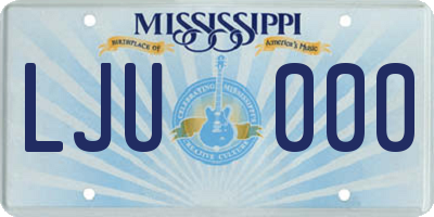 MS license plate LJU000