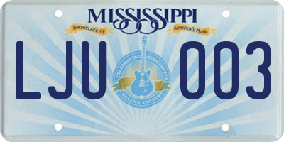 MS license plate LJU003