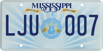 MS license plate LJU007