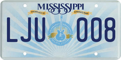 MS license plate LJU008