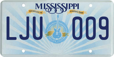 MS license plate LJU009