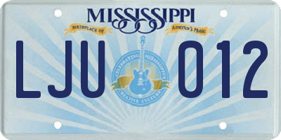 MS license plate LJU012